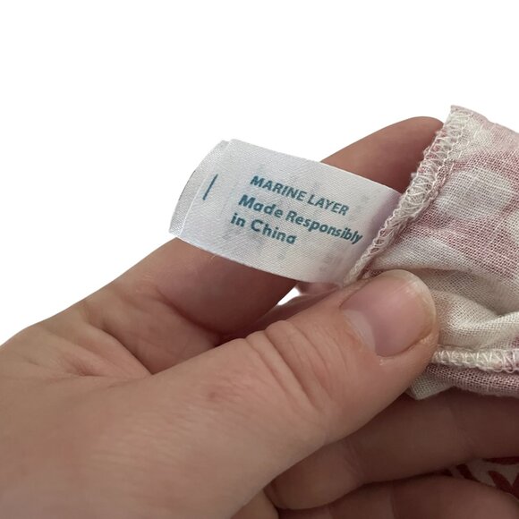 Marine Layer Selene Tiered Maxi Sun Dress L Red Cream Floral Square Neck Smocked - Picture 6 of 8